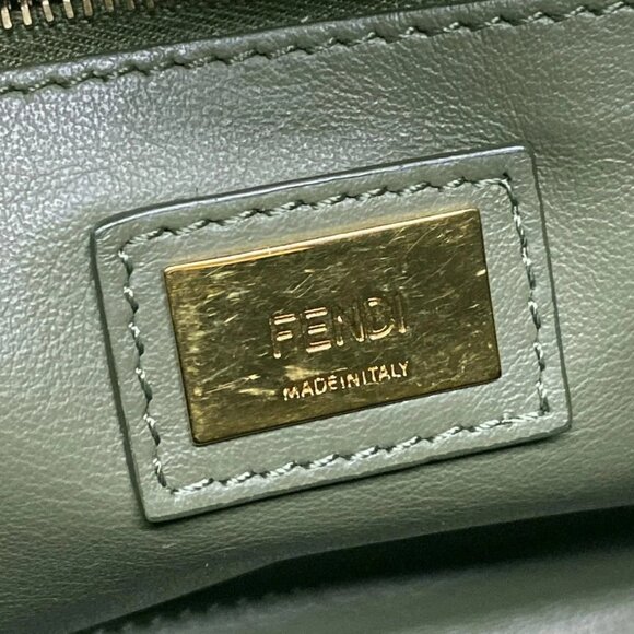 Auth FENDI Mini Peekaboo Pocket 8BN311 Khaki Leather - Handbag - Picture 15 of 16